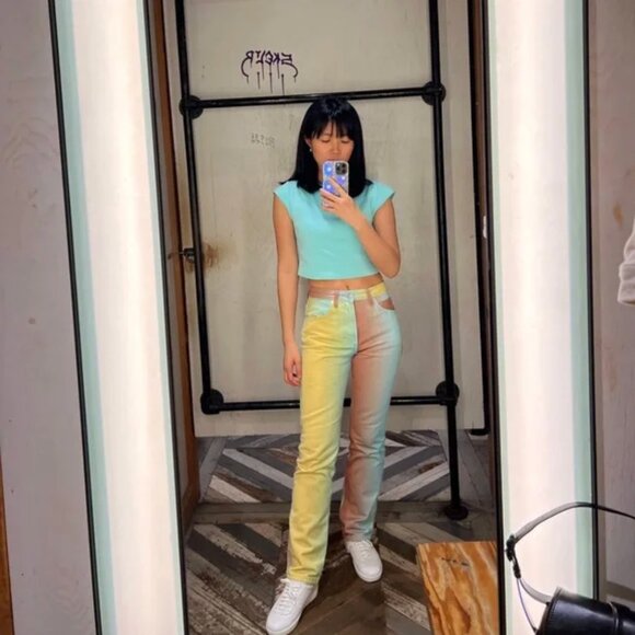 Zara Printed Straight Leg Jeans US 2 - Picture 9 of 9